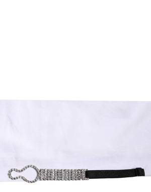 White Crystal Embellished Collared Shirt Top