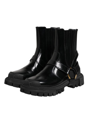 Black Leather Chelsea Men Short Boots Shoes