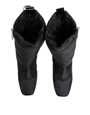 Black Padded Mid Calf Logo Heel Boots Shoes