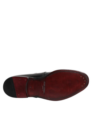 Black Leather Monk Strap Derby Formal Shoes