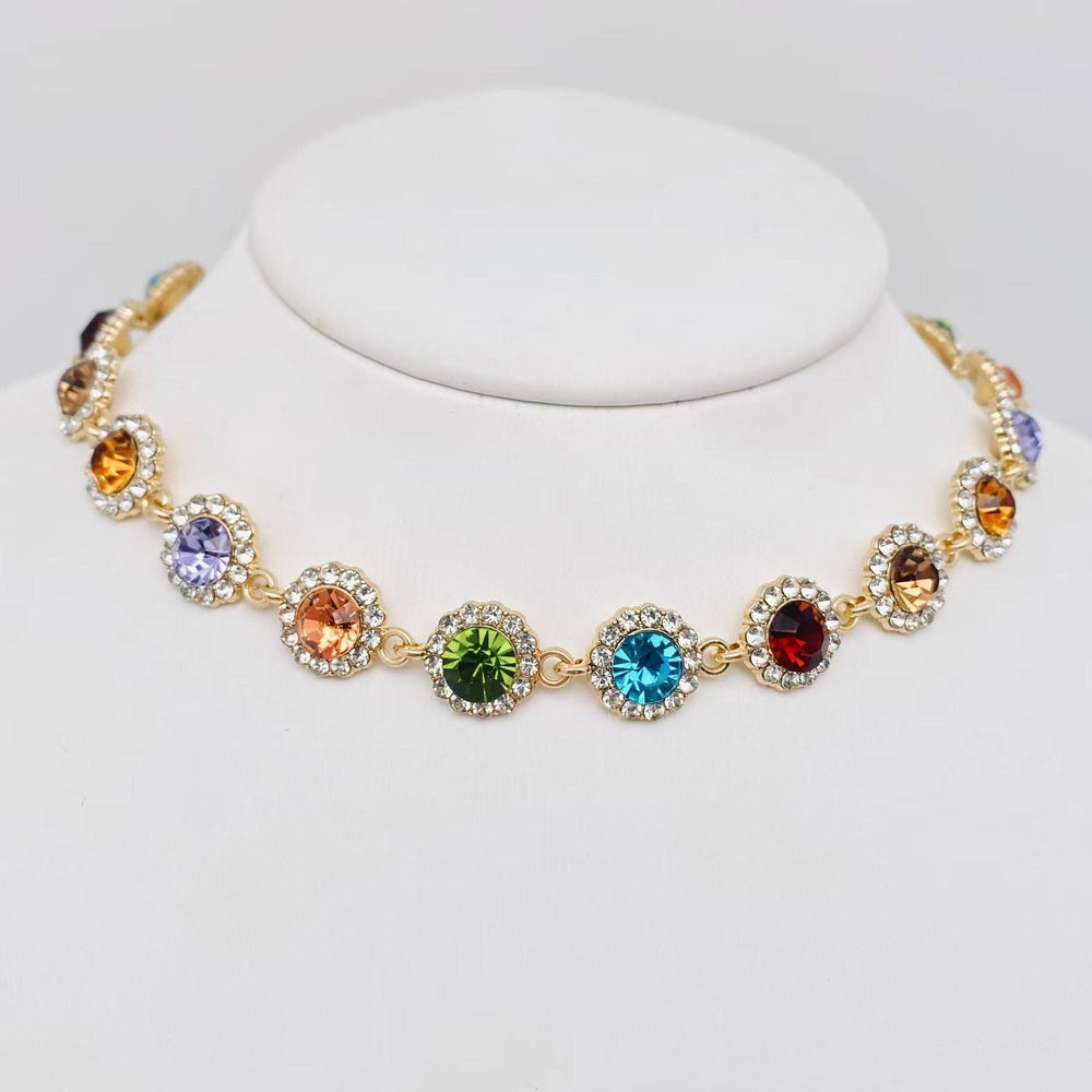 Multicolor Crystal Rhinestone Statement Necklace