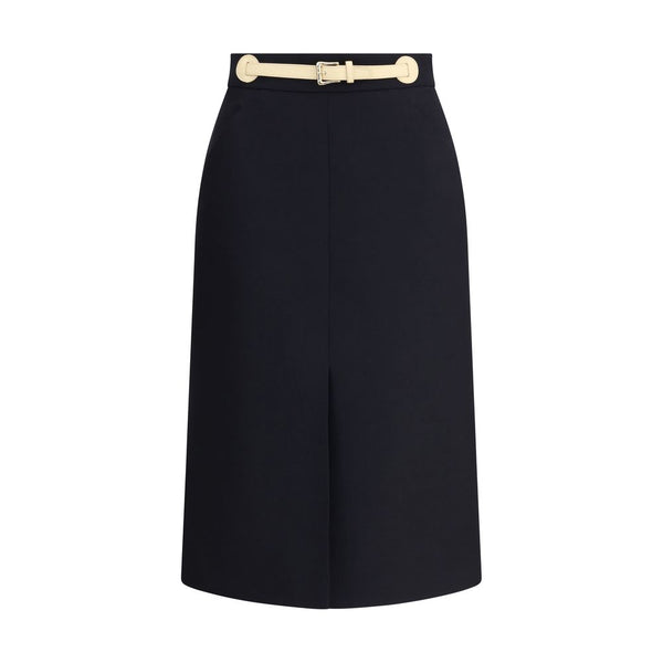 Black Fleece Wool Midi Skirt