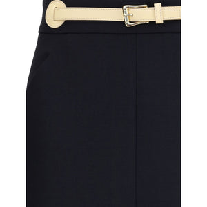 Black Fleece Wool Midi Skirt