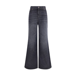 Black Cotton Flared Jeans
