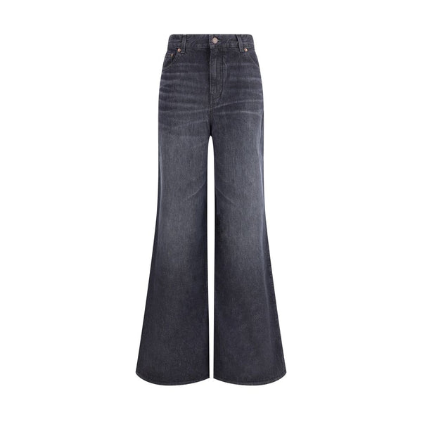 Black Cotton Flared Jeans