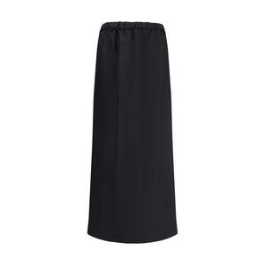 Black Cotton Midi Skirt