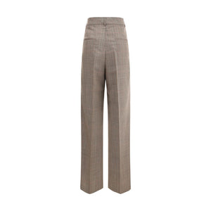 Beige Fleece Wool Casual Pants