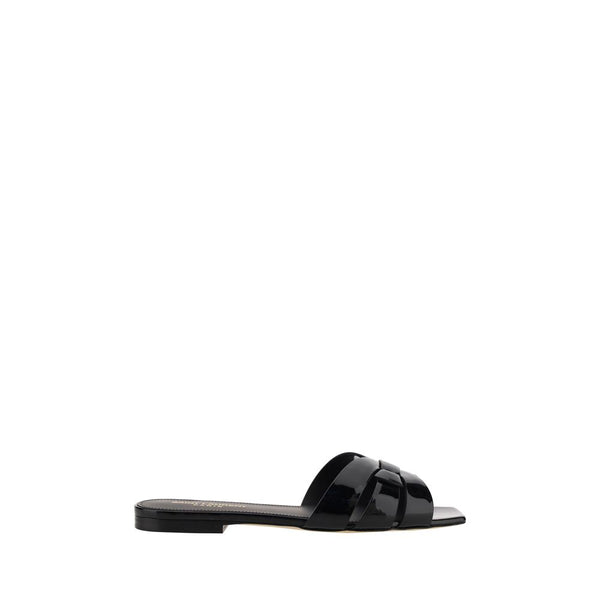 Black Calf Leather Bos Taurus Flat Sandals