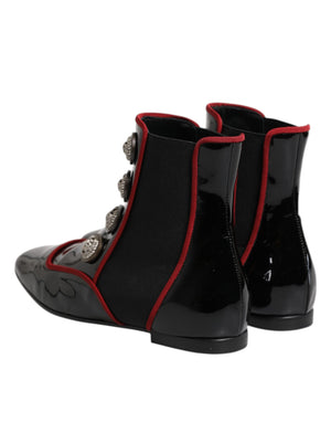 Black Jackie Buttoned Chelsea Boots Shoes