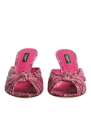 Pink Leather Heels Slides Sandals Shoes