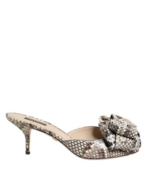 Multicolor Keira Bow Leather Peep Toe Mules Shoes