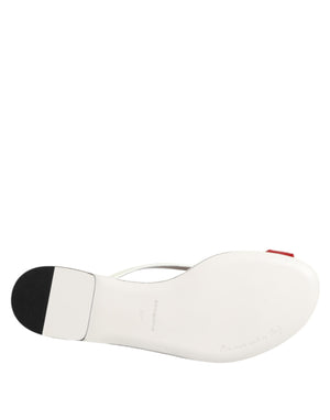 Red White KEIRA Flower Leather Sandals Shoes