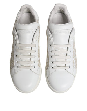 White Lace Leather Low Top Sneaker Shoes