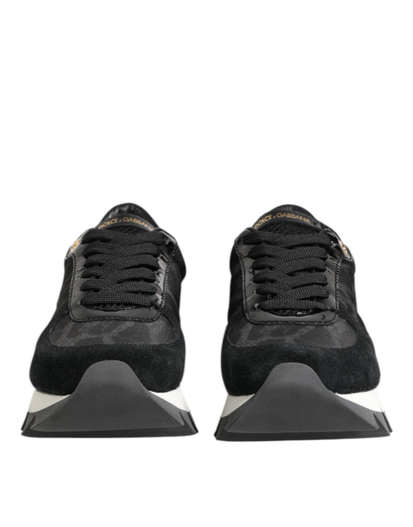 Black Gray Leopard Low Top Sneakers Shoes