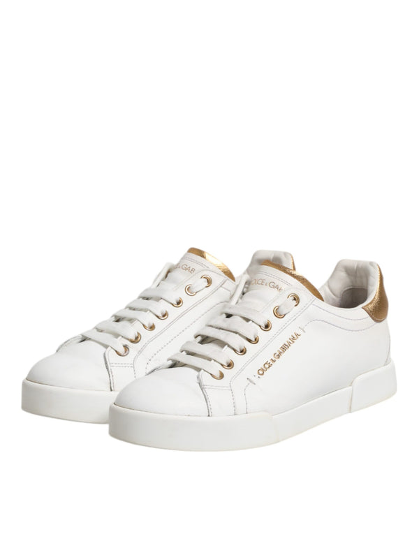White Leather Low Top Women Sneakers Shoes