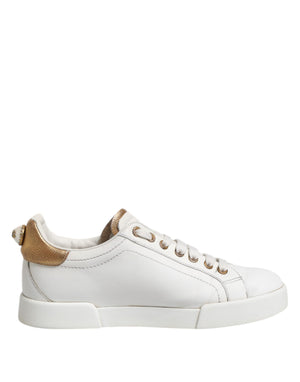 White Leather Low Top Women Sneakers Shoes