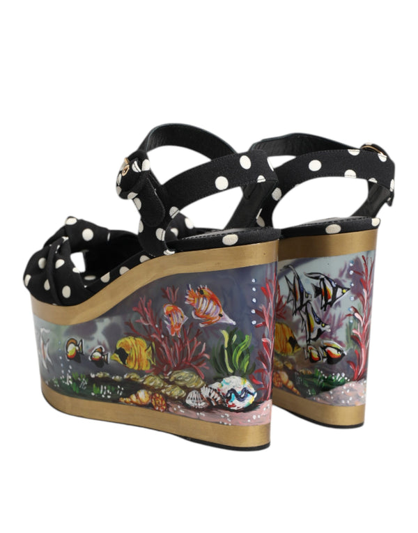 Multicolor Fish Polka Dot Wedge Sandals Shoes