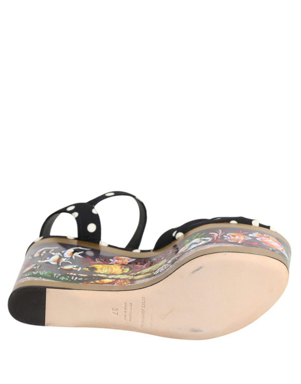 Multicolor Fish Polka Dot Wedge Sandals Shoes