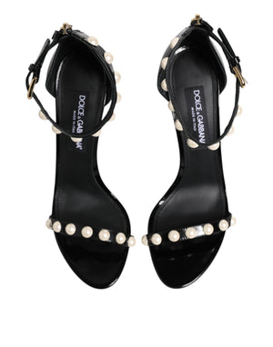 Black KEIRA Pearl Embellished Sandals Shoes