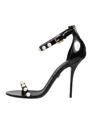 Black KEIRA Pearl Embellished Sandals Shoes