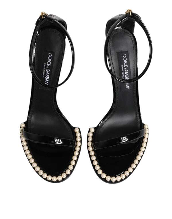 Black KEIRA Pearl Embellished Sandals Shoes