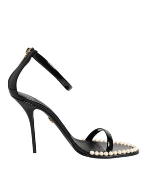 Black KEIRA Pearl Embellished Sandals Shoes