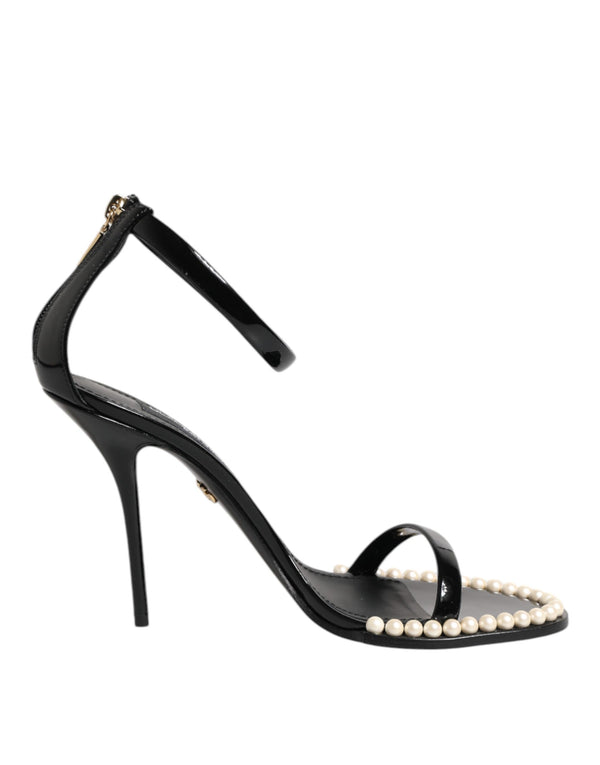 Black KEIRA Pearl Embellished Sandals Shoes