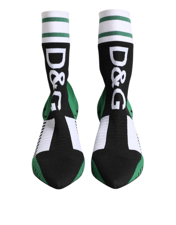 Green Stretch Sock Style Ankle Boots Shoes
