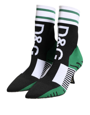 Green Stretch Sock Style Ankle Boots Shoes