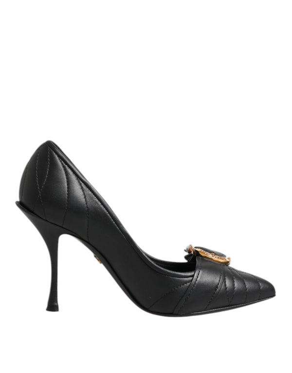 Black Devotion Leather Heels Pumps Shoes