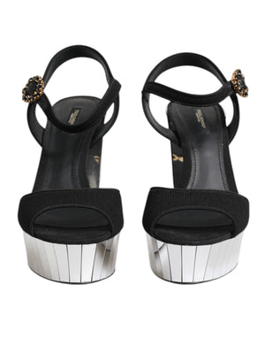 Black Crystal Ankle Strap Keira Sandal Shoes