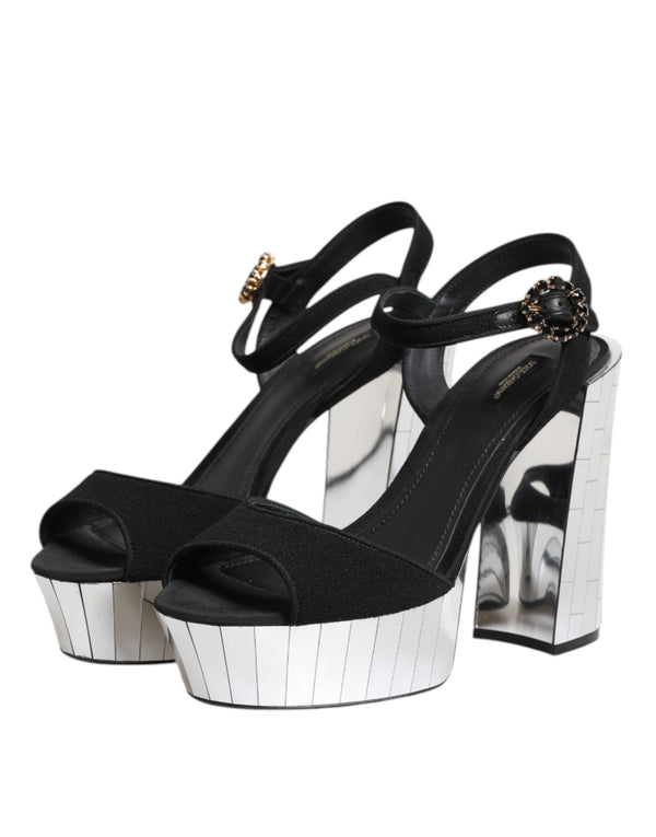 Black Crystal Ankle Strap Keira Sandal Shoes