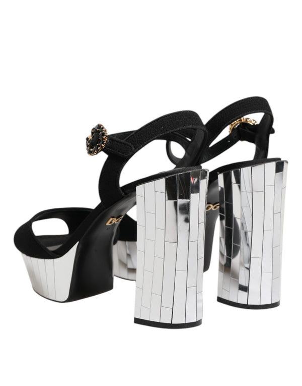 Black Crystal Ankle Strap Keira Sandal Shoes