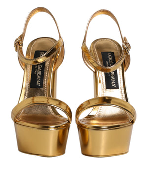 Gold Leather Platform Keira Sandals Shoes