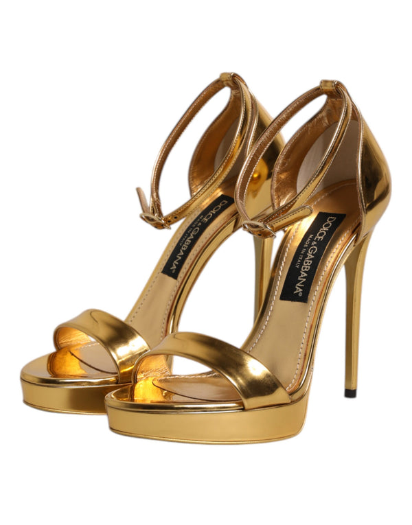 Gold Leather Platform Keira Sandals Shoes
