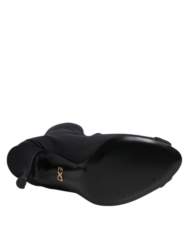 Black Stiletto Heels Lace Up Boots Shoes