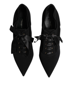 Black Lace Up Stiletto Heels Pumps Shoes