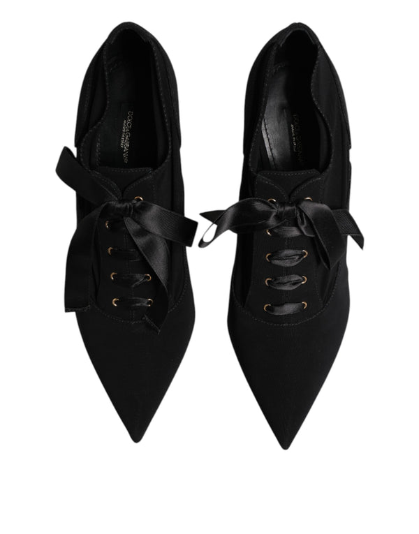 Black Lace Up Stiletto Heels Pumps Shoes