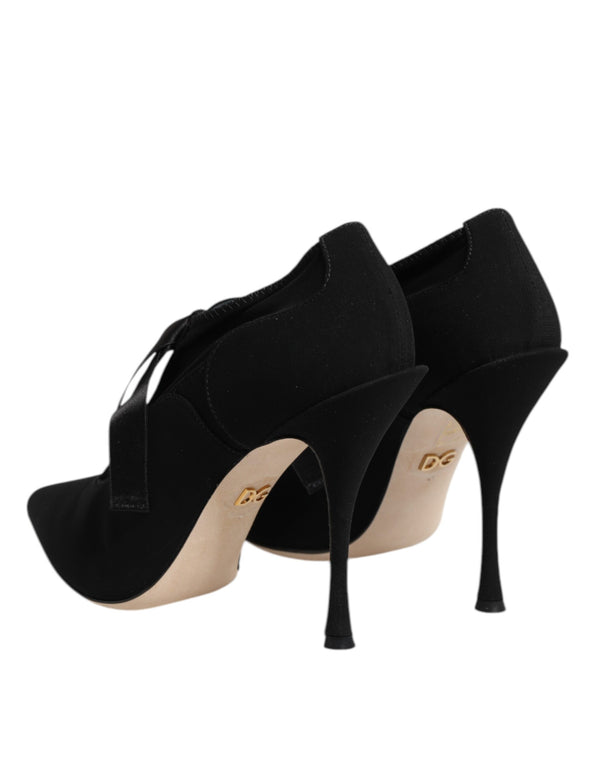 Black Lace Up Stiletto Heels Pumps Shoes