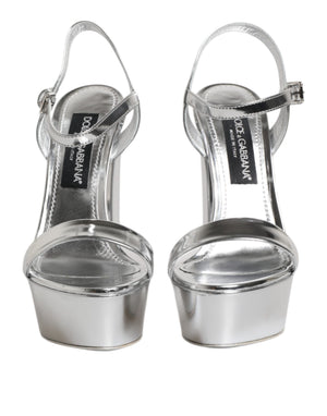 Silver Leather Platform Keira Sandals Shoes