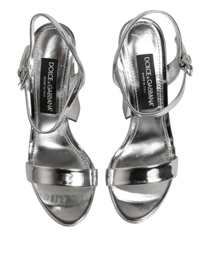 Silver Leather Platform Keira Sandals Shoes