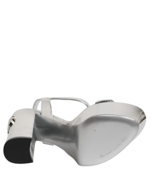 Silver Leather Platform Keira Sandals Shoes