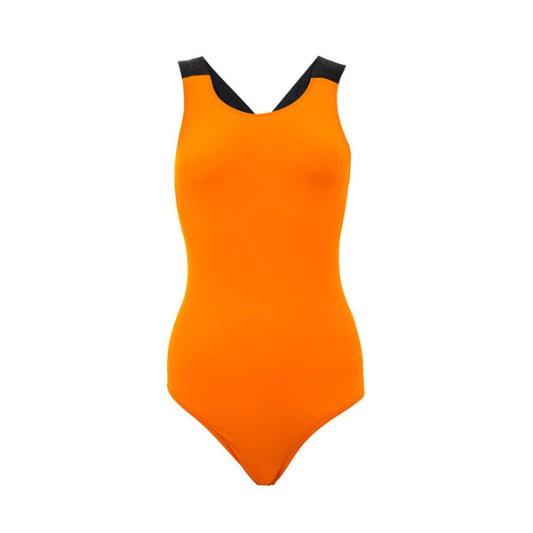 Orange Polyester One-Piece Swimsuit
