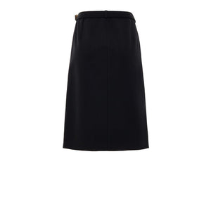 Black Wool Midi Skirt