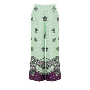 Green Silk Casual Pants