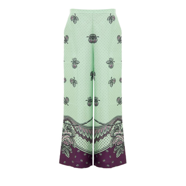 Green Silk Casual Pants