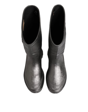 Black Argento Pull On Rain Boots Shoes