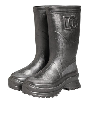 Black Argento Pull On Rain Boots Shoes
