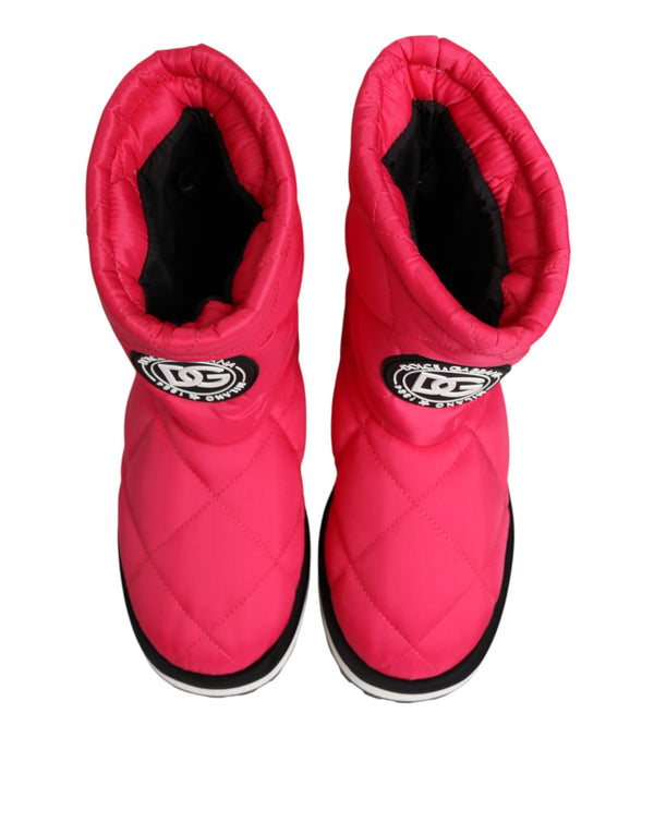 Pink White Viscose Padded Mid Calf Boots Shoes