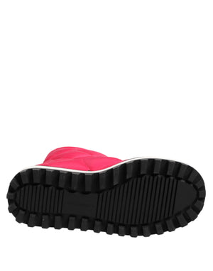 Pink White Viscose Padded Mid Calf Boots Shoes